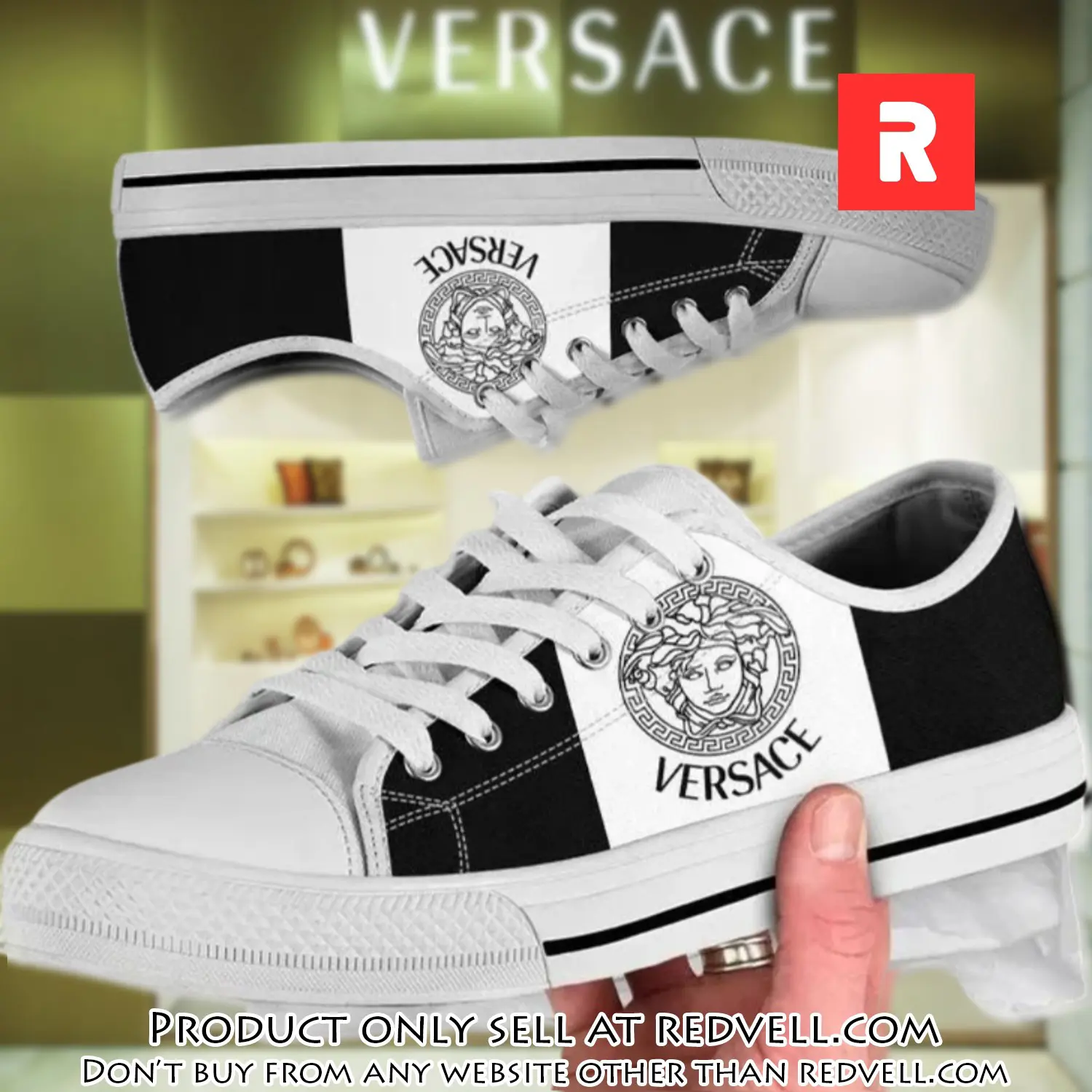 Versace medusa golden white low top canvas shoes luxury brand gifts for men women rv4508283